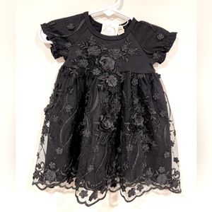 Floral Lace Black Princess Dress